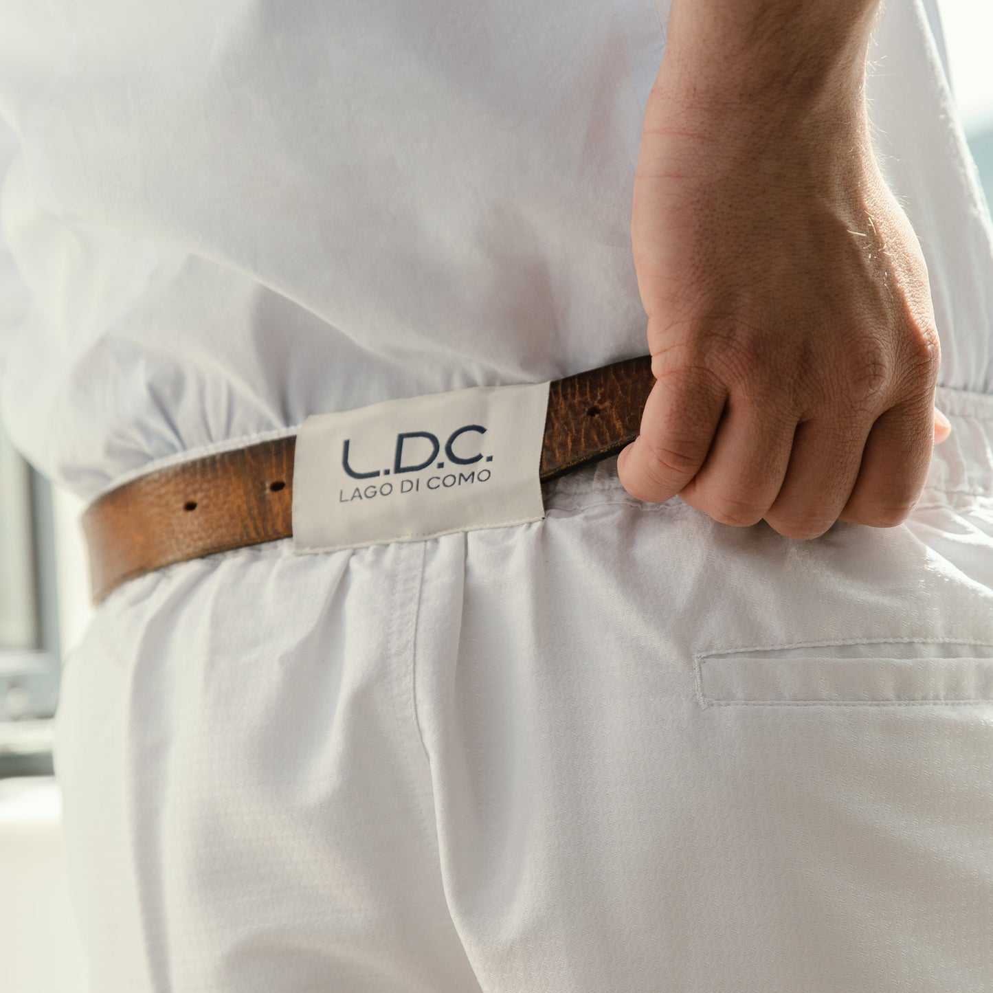 White Jacquard sartorial-style swim shorts