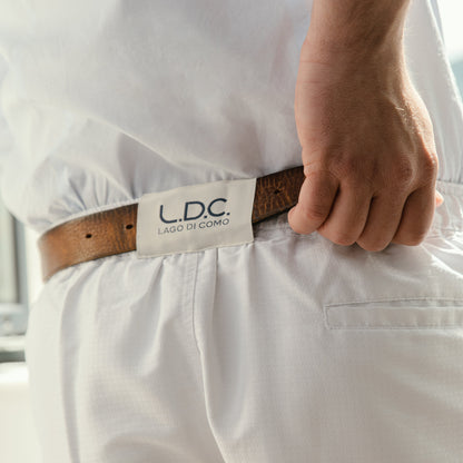 White Jacquard sartorial-style swim shorts