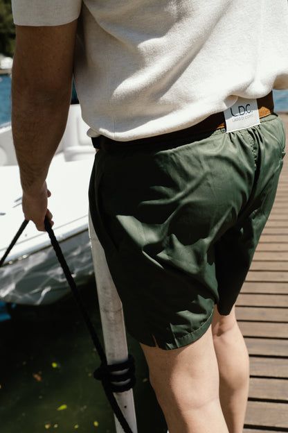 Green Forest sartorial-style swim shorts