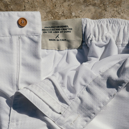 White Jacquard sartorial-style swim shorts
