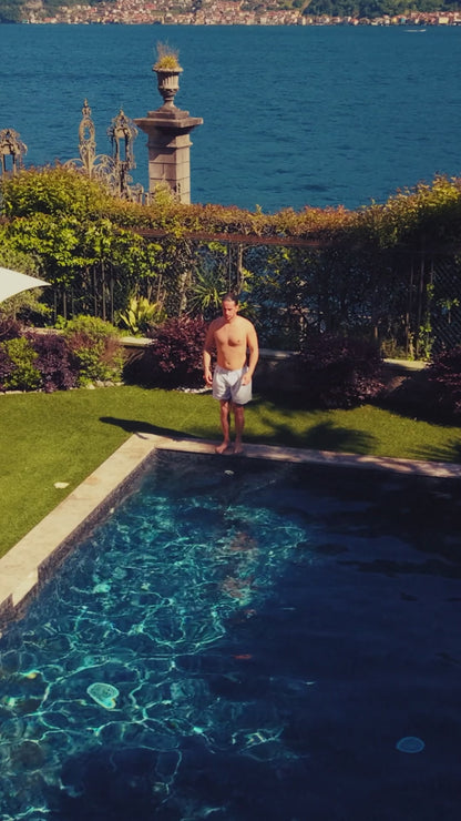 White Jacquard sartorial-style swim shorts
